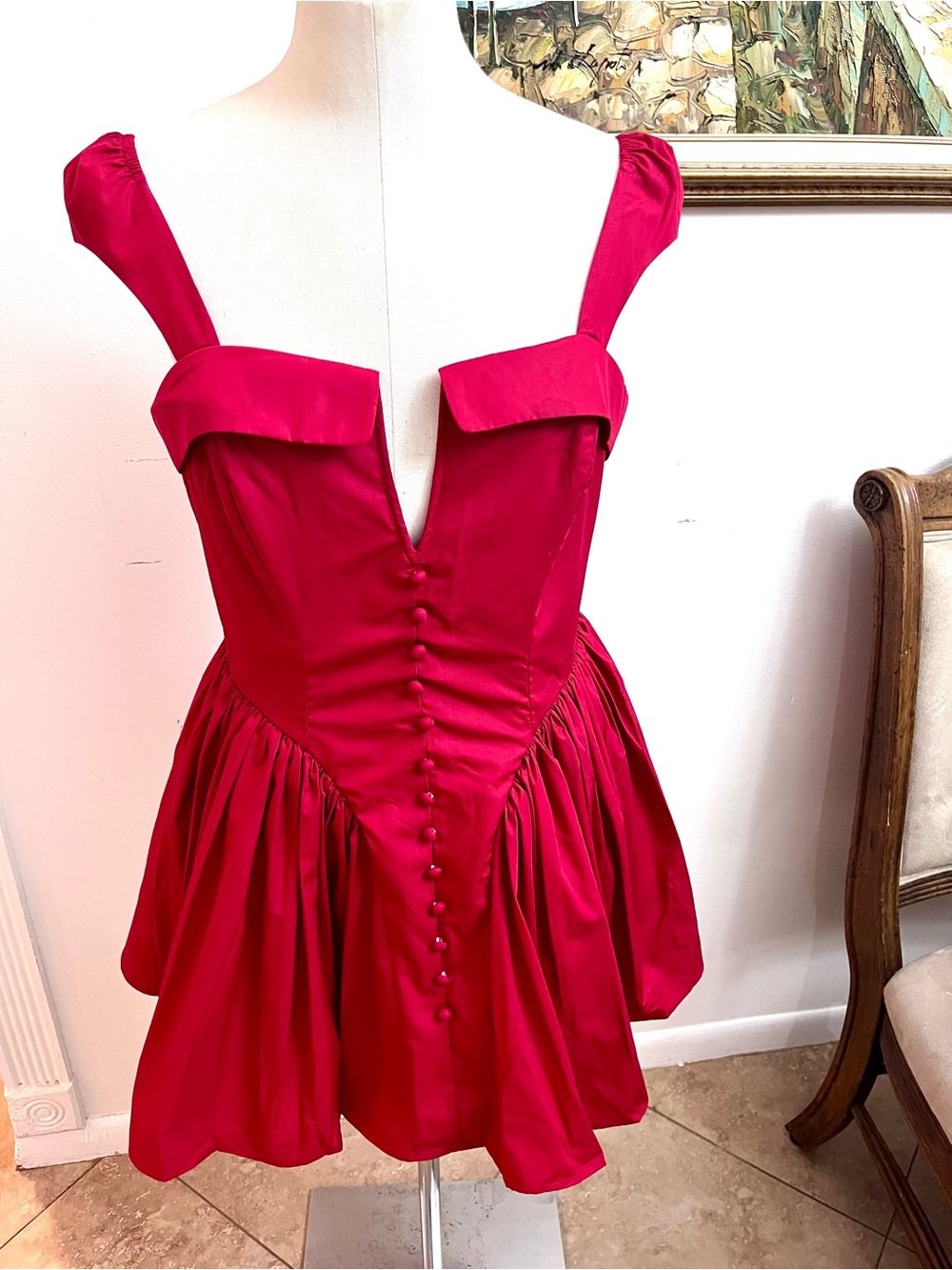 Fashion Nova Ref cotton Mini Dress with Front Buttons. Length 31 inches.